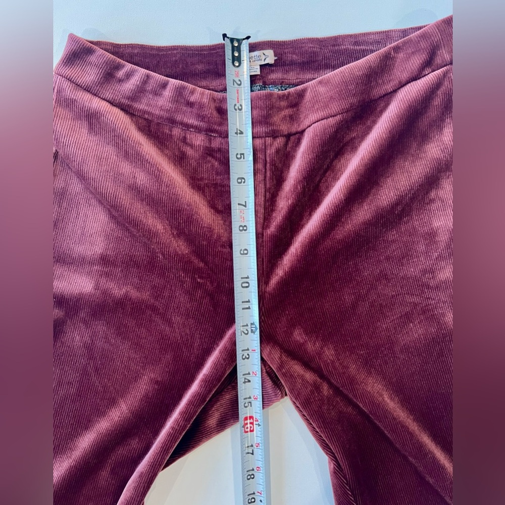 Nanette Lepore Crushed Velvet Ribbed Burgundy Red Leggings Extra Large - Picture 6 of 10